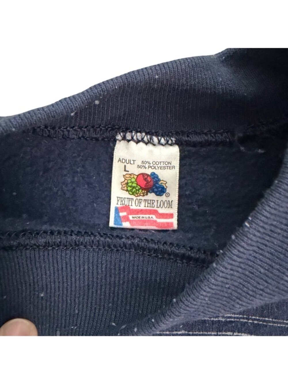 USS Dixie Crewneck Sweatshirt VTG L Mens Navy Blue Cotton Blend USA 1940-1982 - Picture 4 of 6